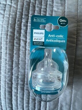 Philips Avent Anti-Colic Baby Bottle Nipples - Clear (0m+)